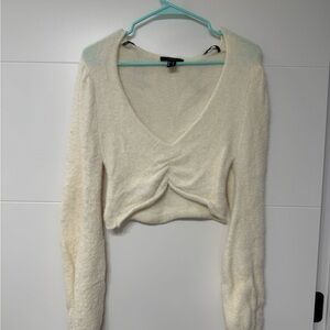 Forever 21 Cream Fuzzy Knit Top